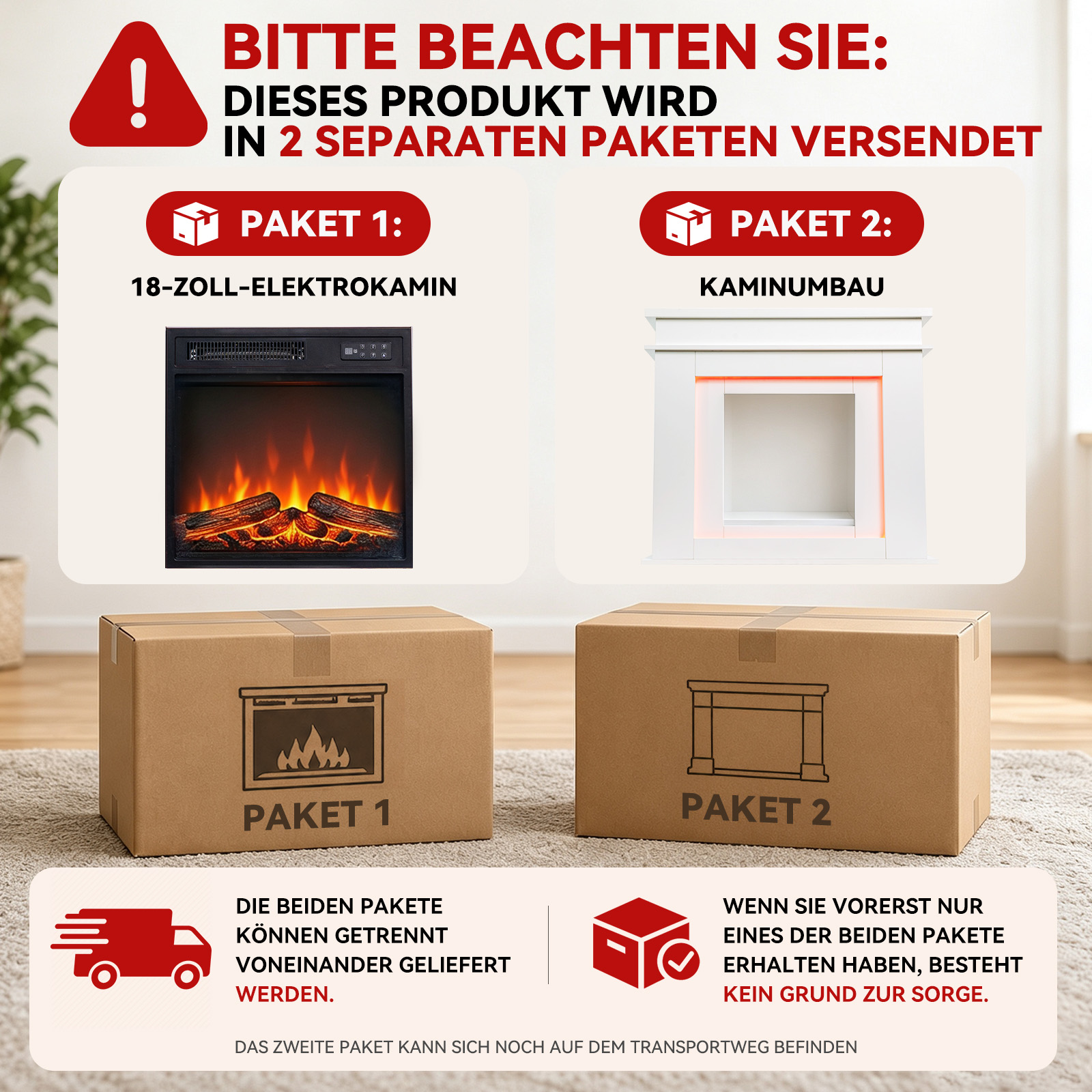 Hinweis: Produkt wird in 2 separaten Paketen verschickt.
