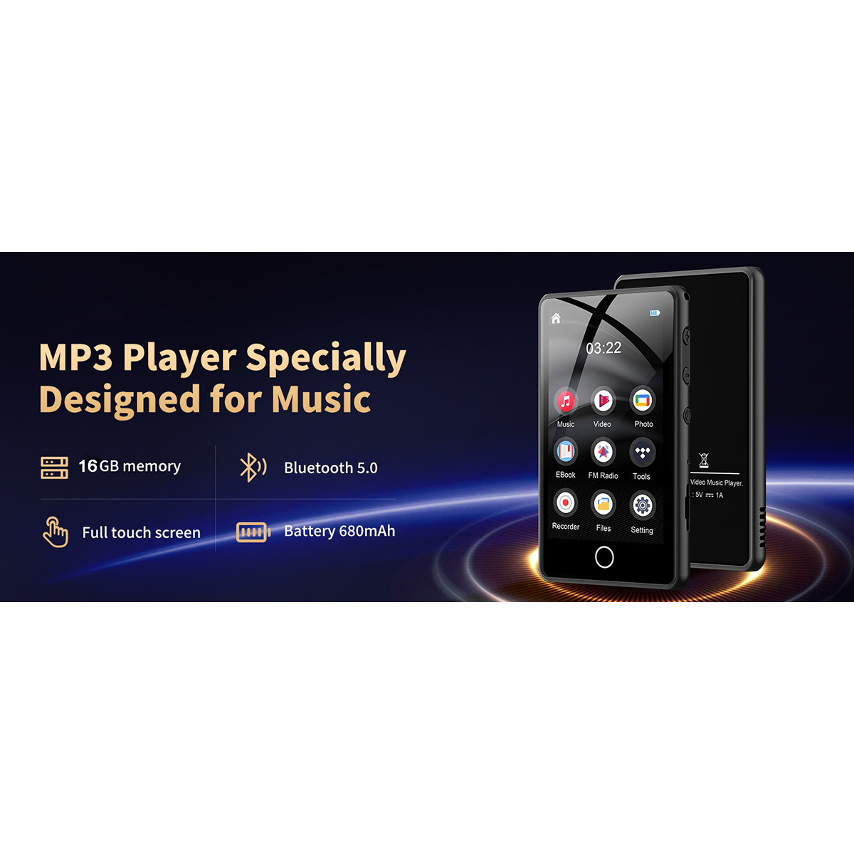 FLYSTAR 16GB 3.0 Zoll Bluetooth Touchscreen Akkulaufzeit MP4-Player 16 ...