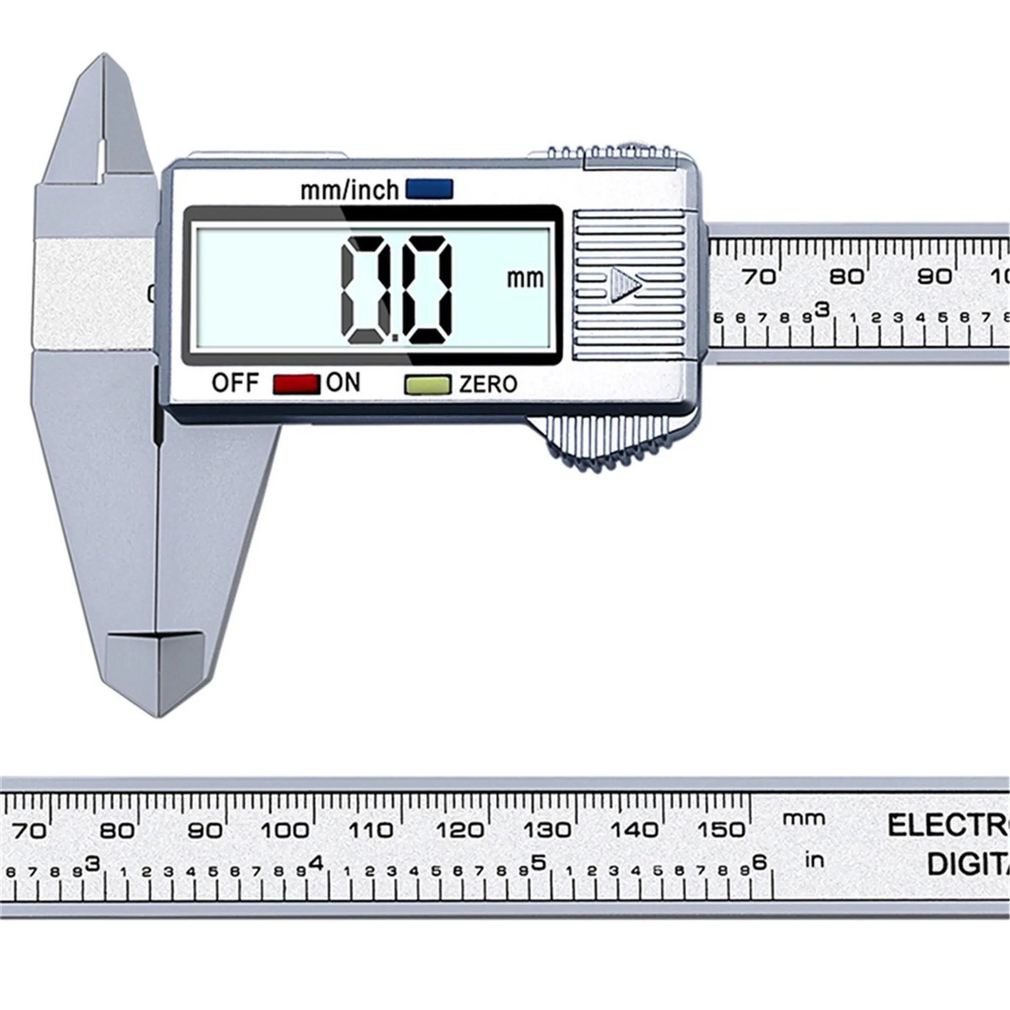 Digitale Messschieber mit LCD-Bildschirm zeigen 0,0 mm an.