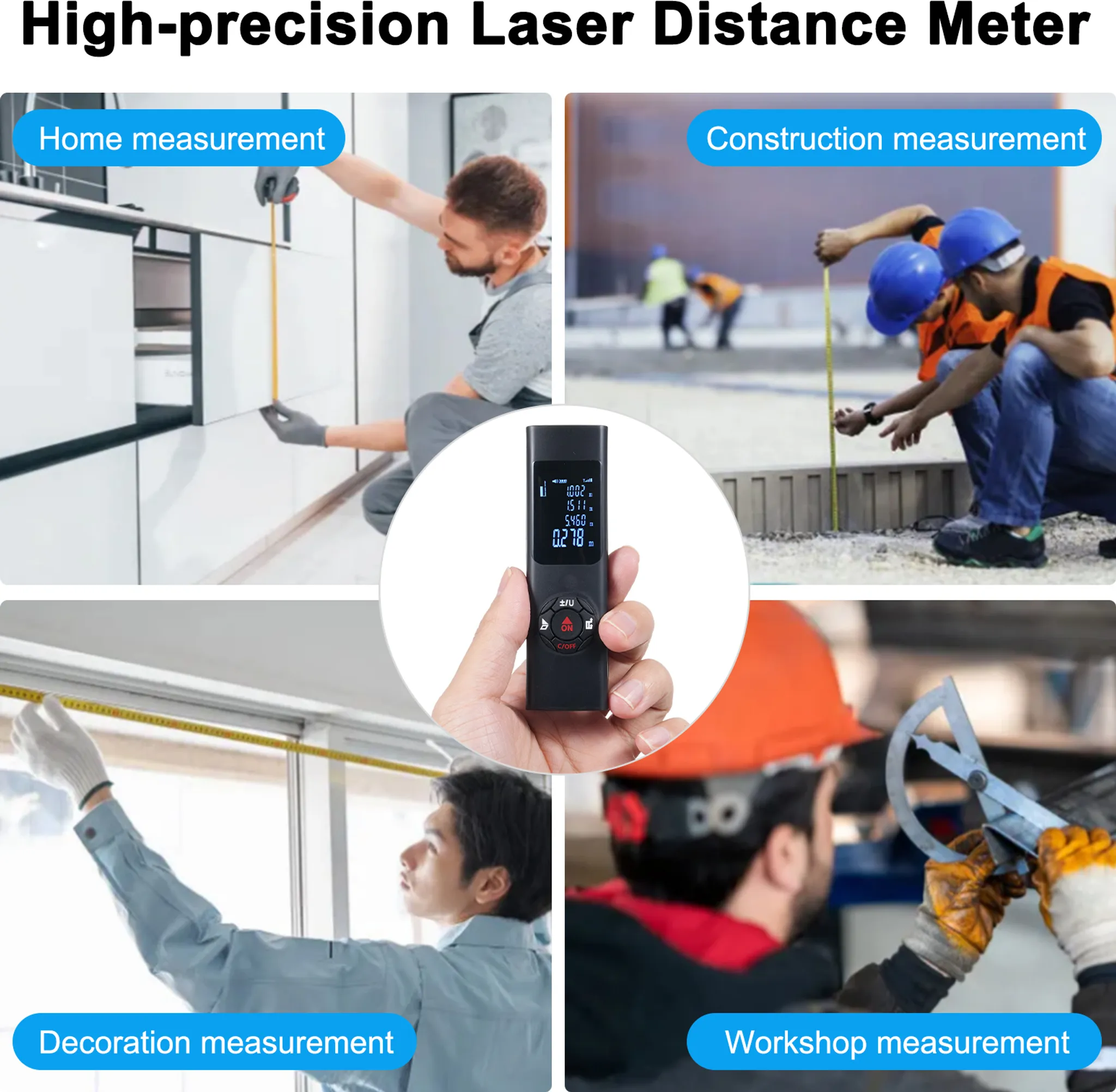 Ein Laser-Entfernungsmesser für Zuhause, Baustellen, Dekoration und Werkstätten.