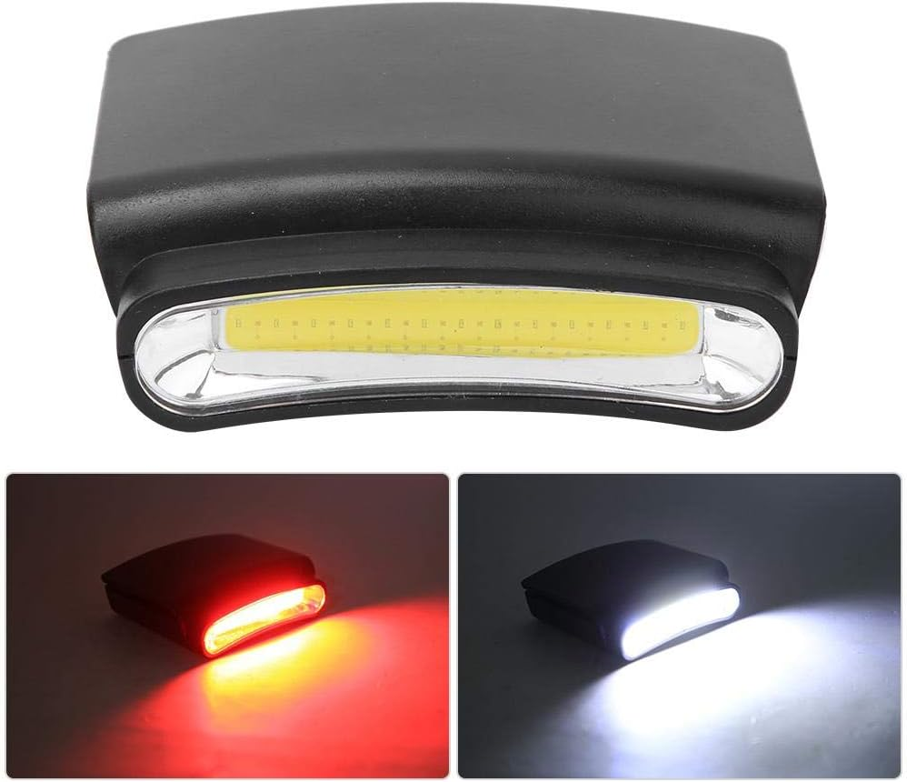 Eine kleine schwarze LED-Leuchte mit COB-Streifen, unten mit rotem und weißem Licht dargestellt.