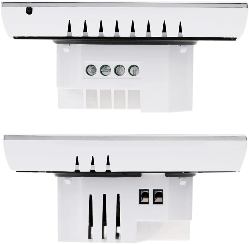 Seitenansicht zweier weißer elektronischer Module mit Schraubklemmen und Steckern auf weißem Hintergrund.