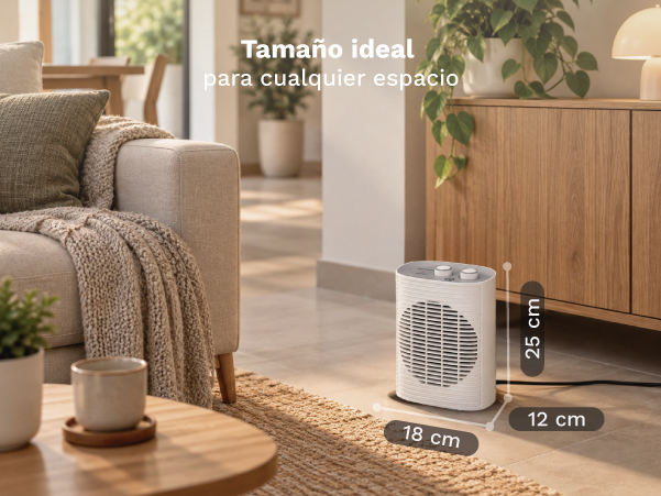 Calefactor portátil - GRUNKEL CF-2000LINE, 2000 W, 2 niveles de calor, White
