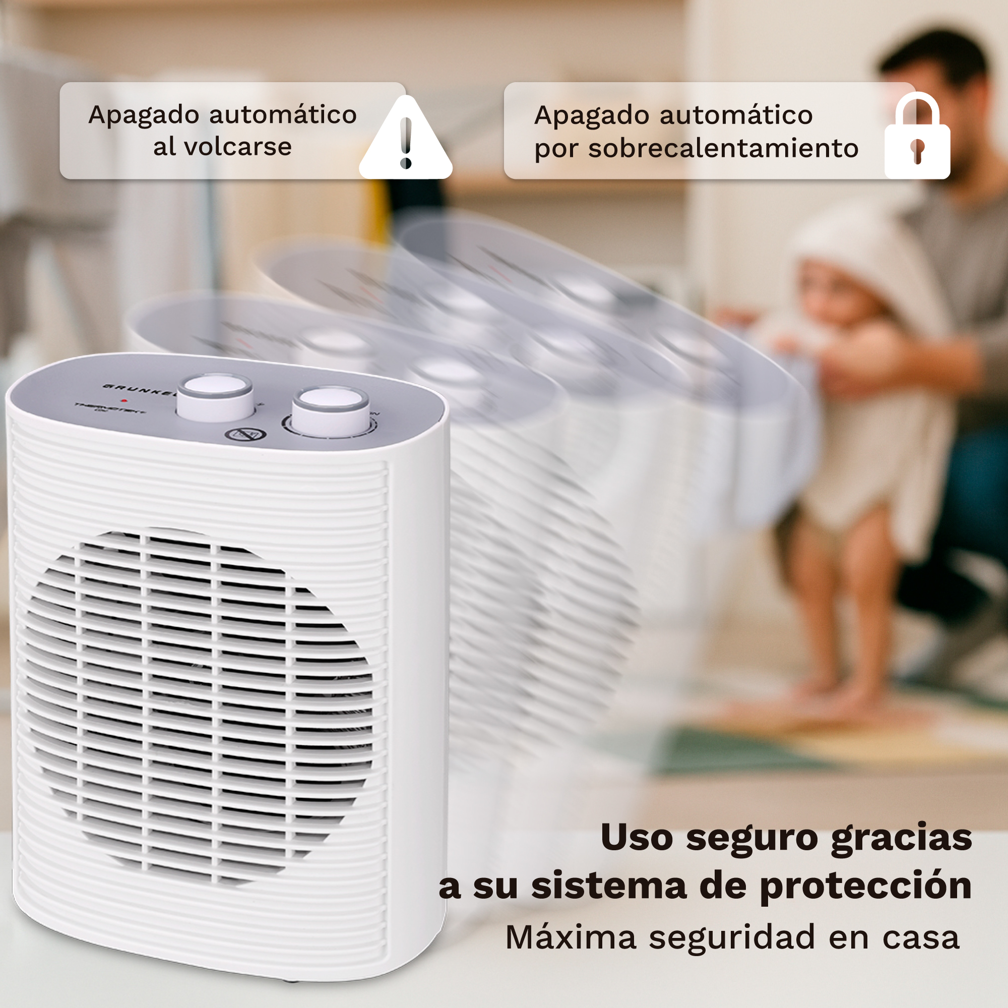 Calefactor portátil - GRUNKEL CF-2000LINE, 2000 W, 2 niveles de calor, White