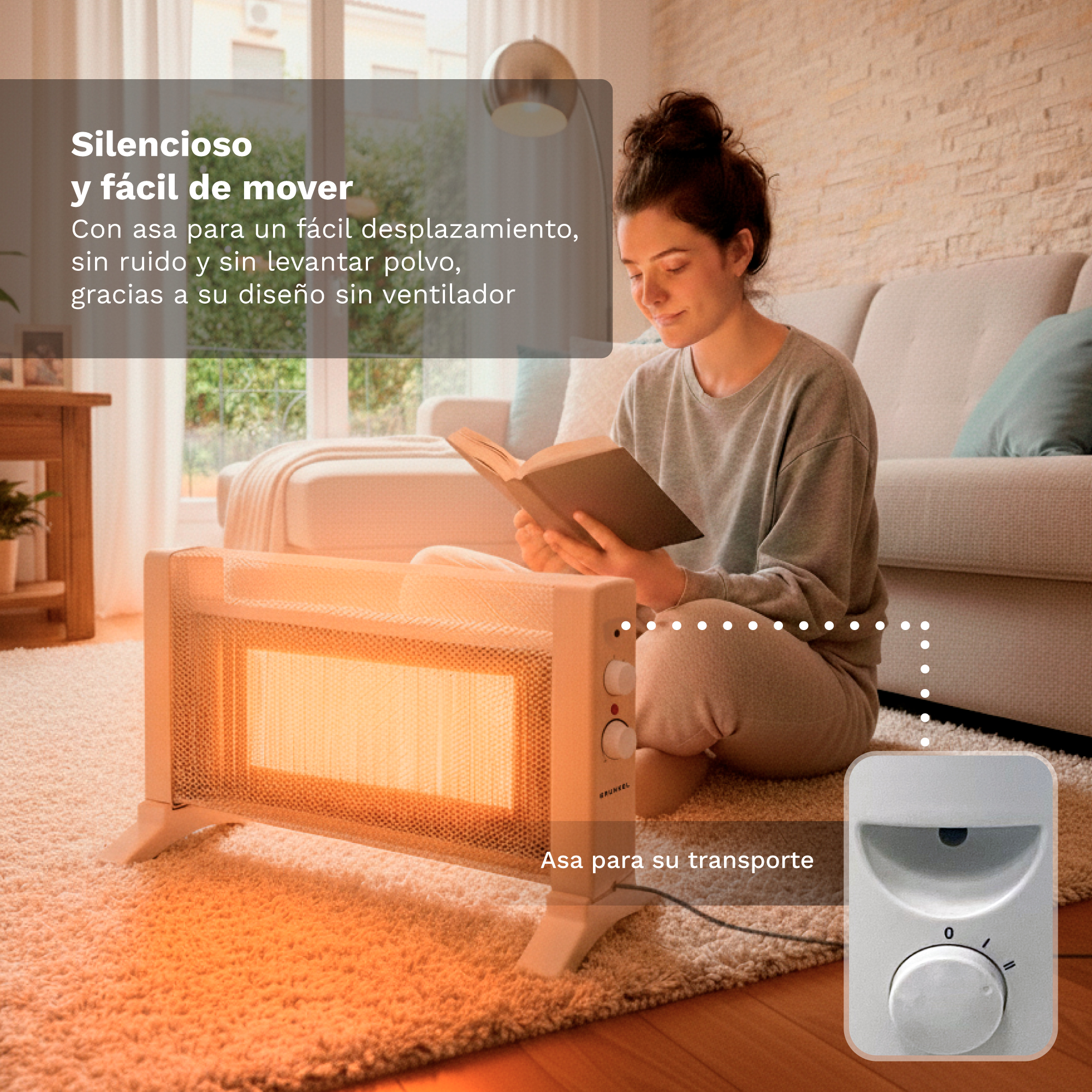 Radiador de mica - GRUNKEL Radiador de Mica Compacto RMC-600 de 600W  - Blanco, 600 W, 2 niveles de calor, White