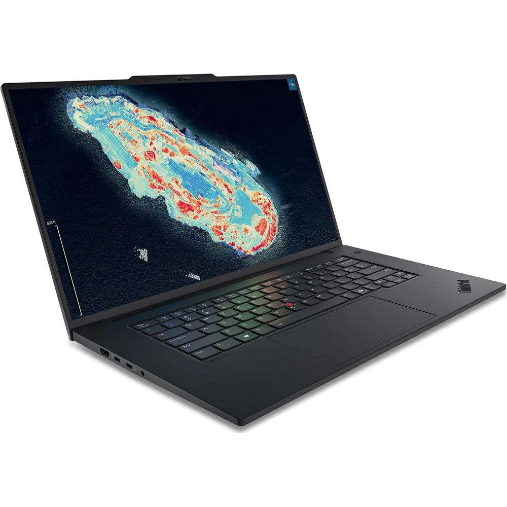 Un moderno computer portatile nero mostra una mappa colorata sullo schermo.