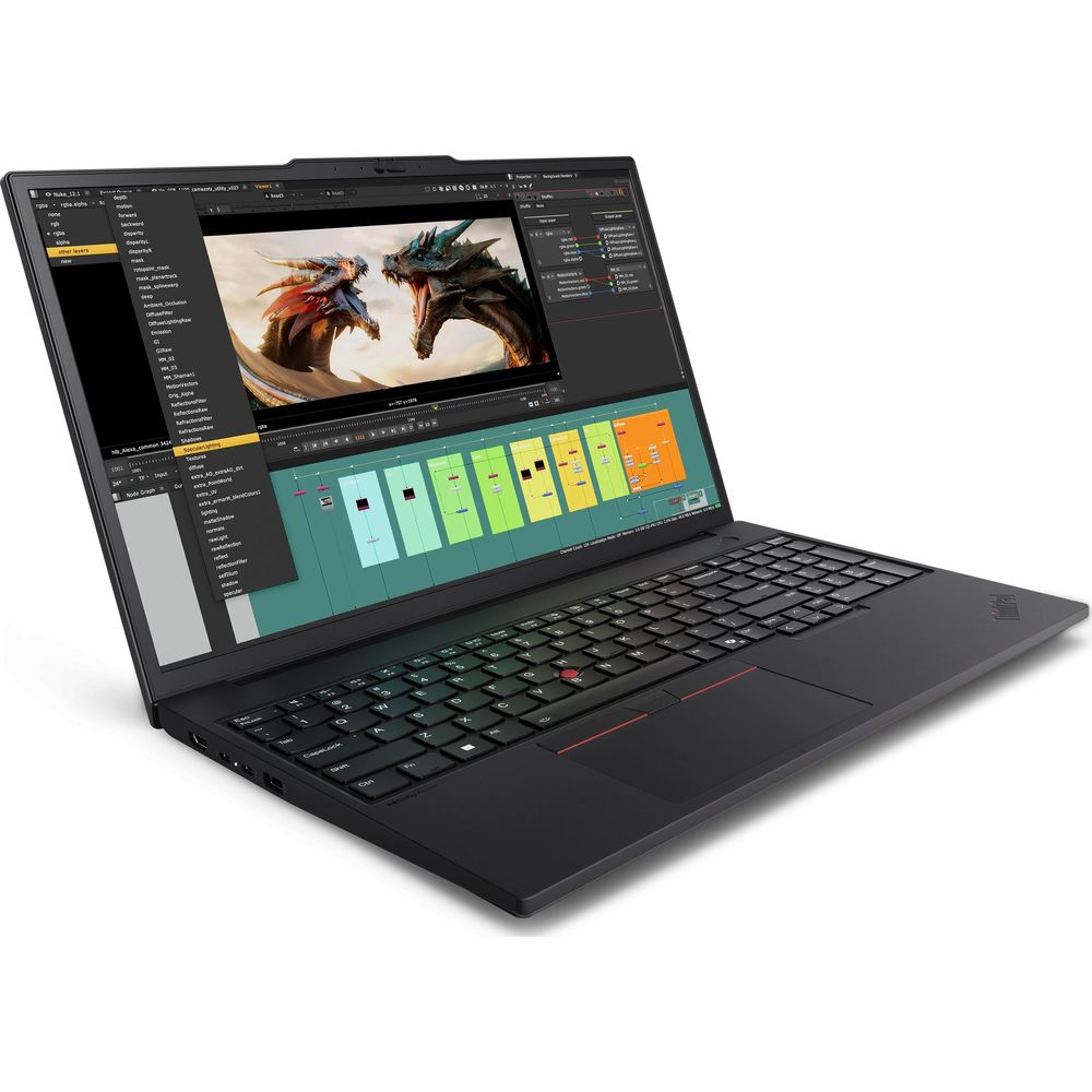 Ein schwarzer Laptop zeigt auf dem Bildschirm die Bearbeitung eines Drachenbildes mit bunten Menüs.