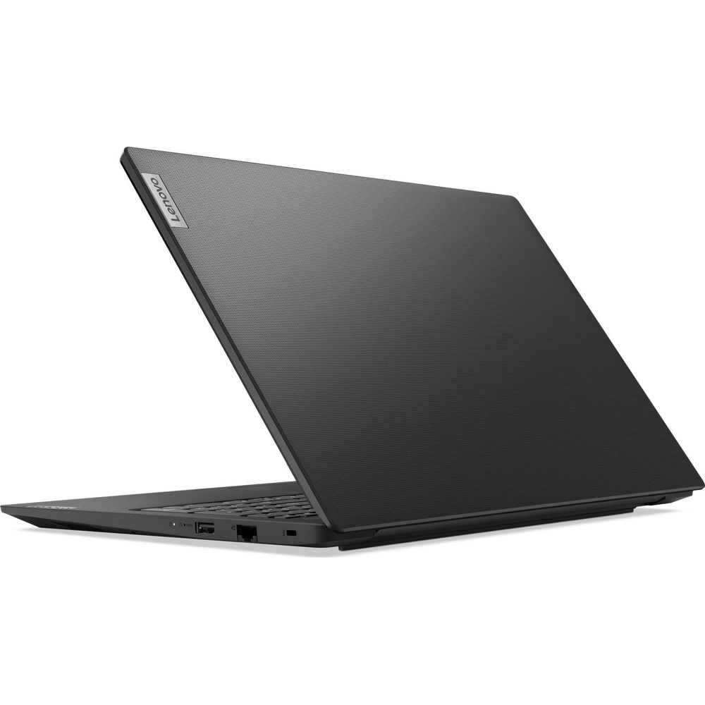 Un computer portatile Lenovo grigio chiuso su sfondo bianco.