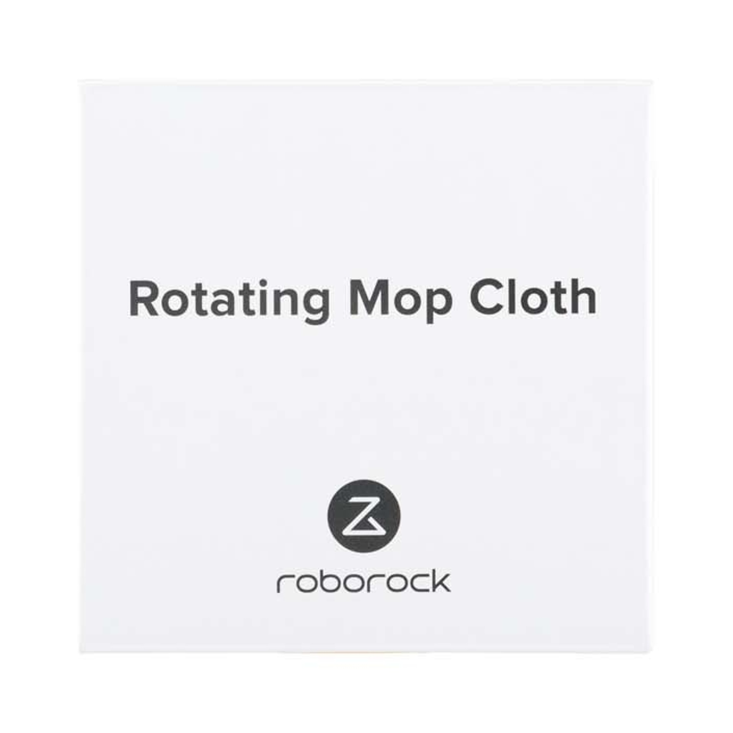 Siyah "Rotating Mop Cloth" yazılı ve Roborock logolu beyaz ürün paketi.