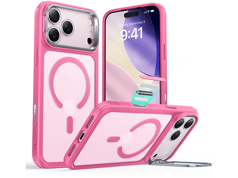 ESR Apple iPhone 17 Pro Uyumlu Classic Hybrid Magsafe Standlı Kapak Telefon Kılıfı Pembe