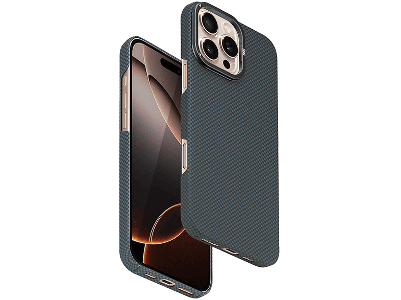 HDD iPhone 16 Pro Uyumlu Blaze 1000D Kevlar Magsafe Telefon Kılıfı Mavi