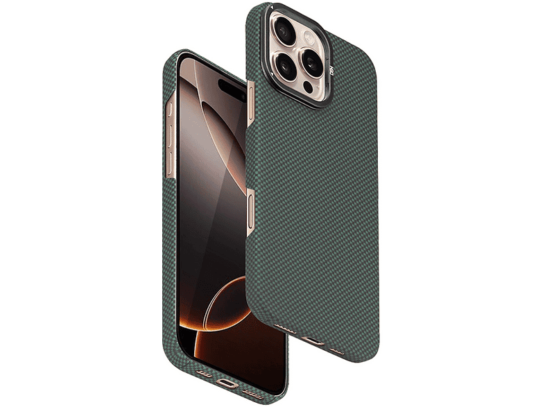 HDD iPhone 16 Pro Uyumlu Blaze 1000D Kevlar Magsafe Telefon Kılıfı Yeşil