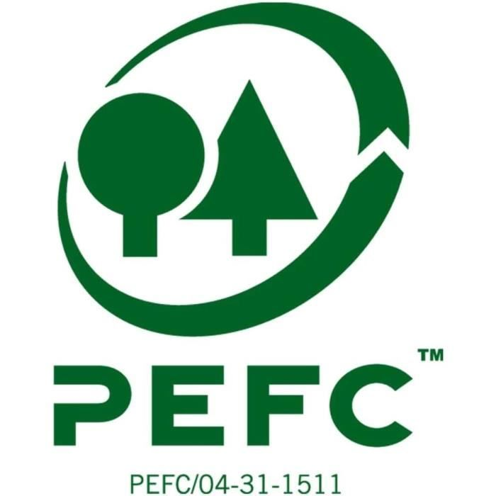 Grünes PEFC-Logo mit Bäumen und Text PEFC/04-31-1511 auf weißem Hintergrund.