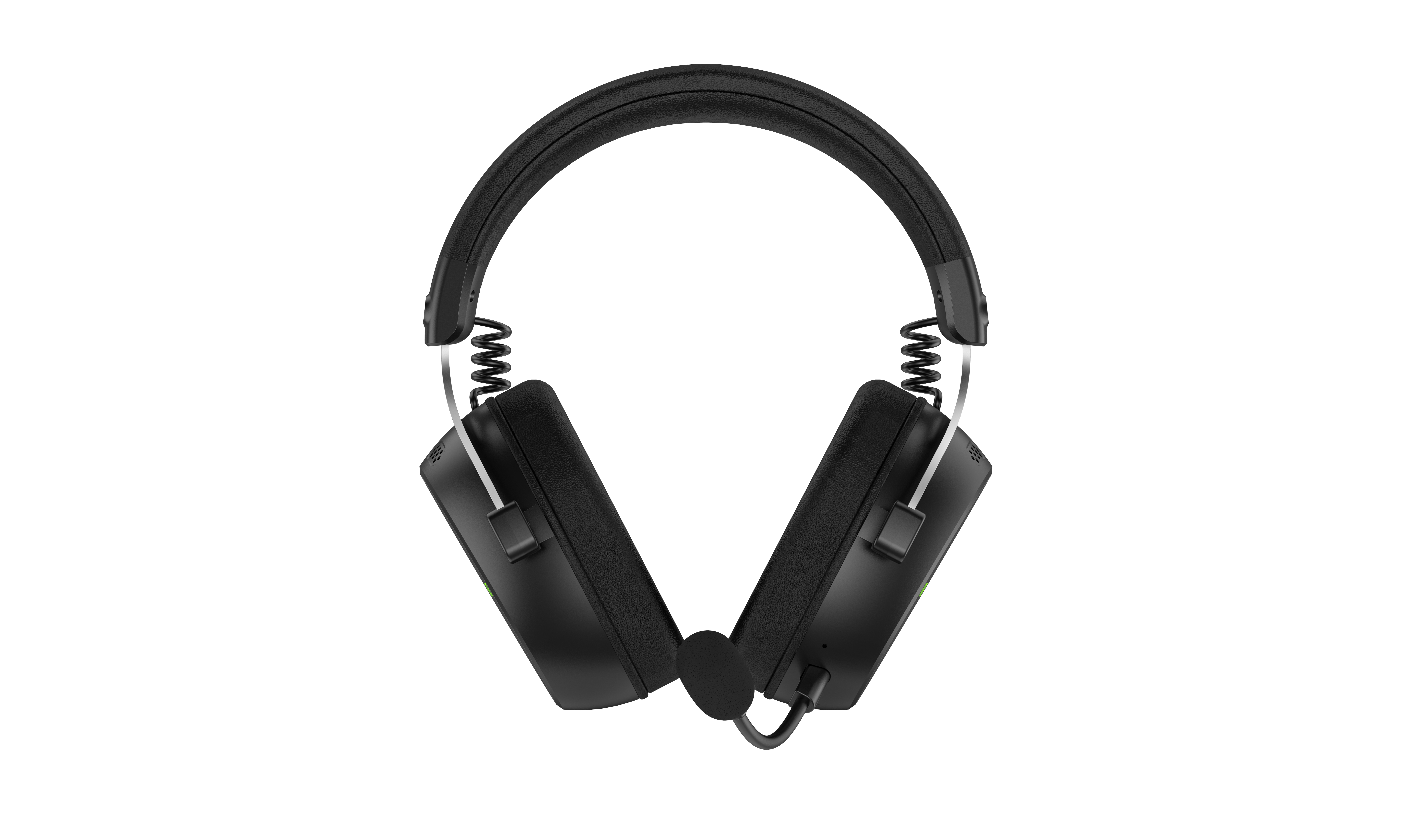 Cuffie da gioco over-ear nere con archetto imbottito, morbidi padiglioni auricolari e microfono integrato.