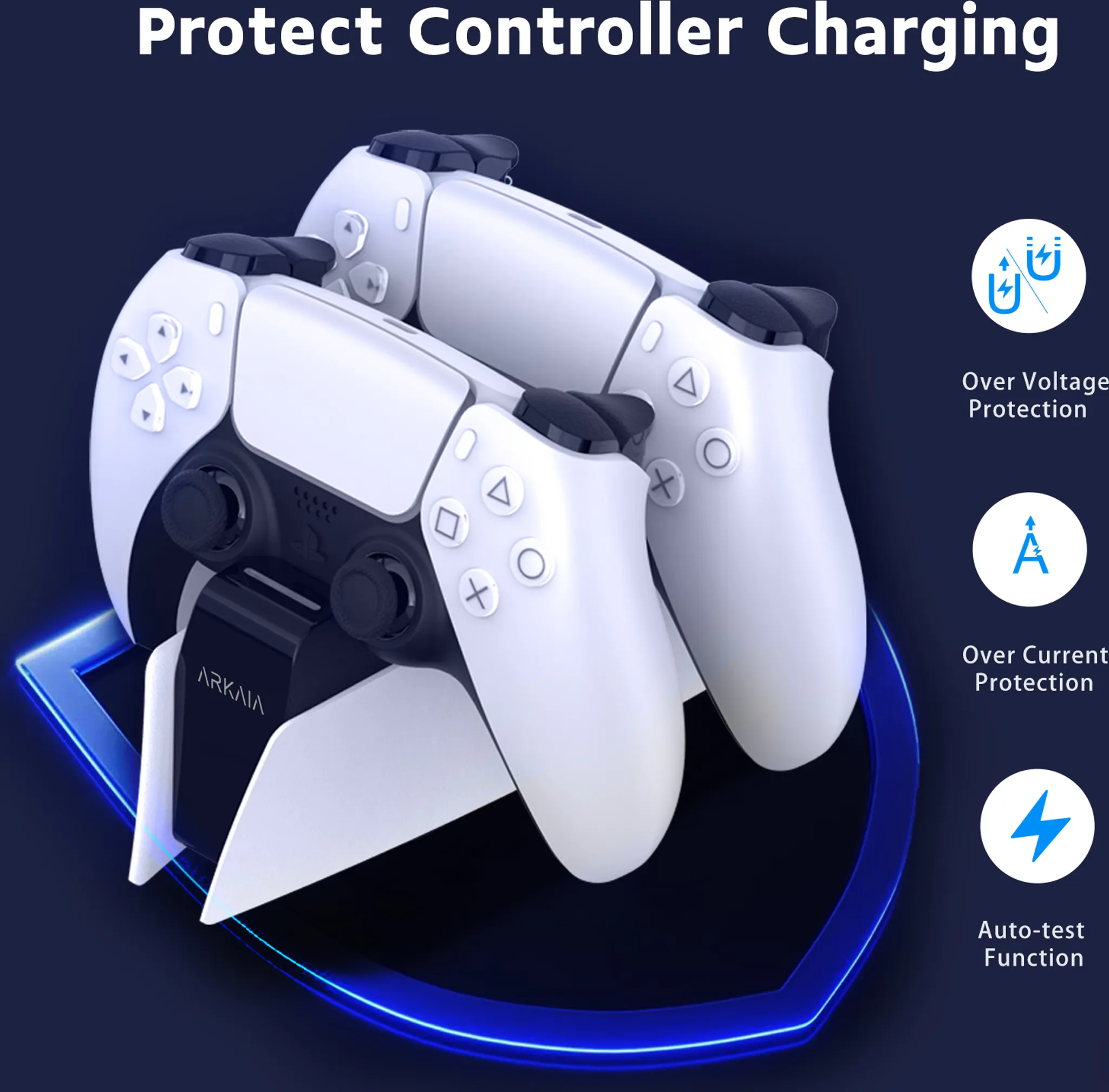 NEWHOPE PS5 mit LED-Anzeigeleuchten, zwei Controller, Ladestation, Weiß ...