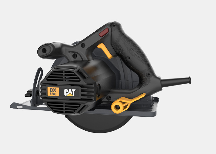 Açık arka planda siyah ve sarı Caterpillar daire testere.