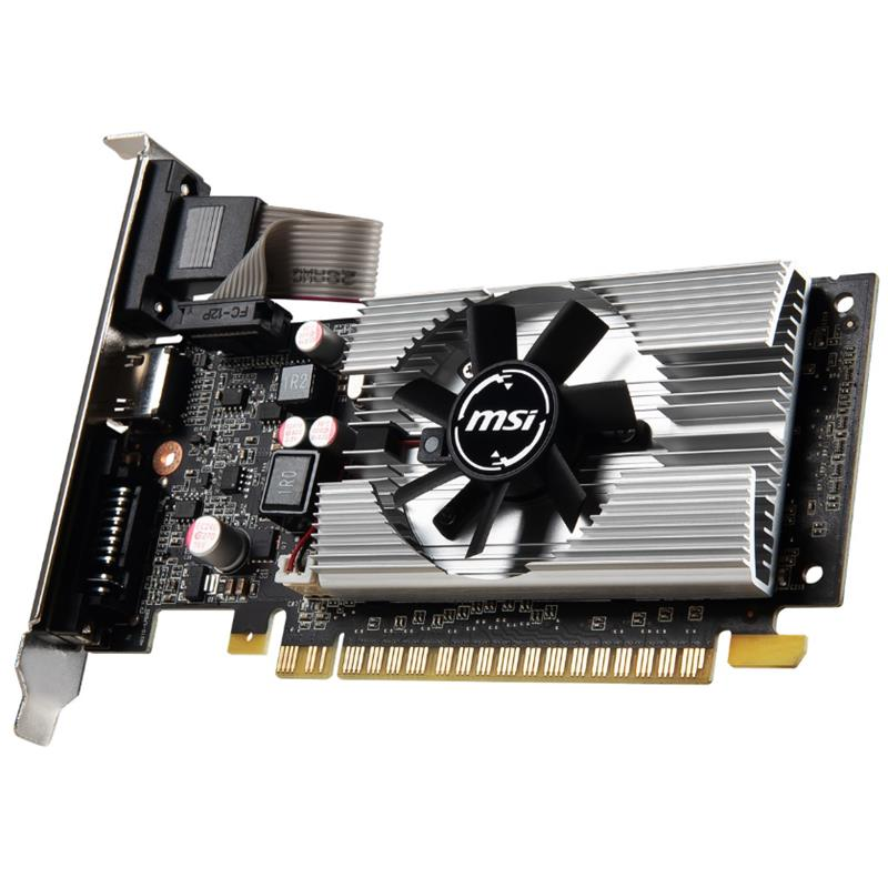 Gümüş soğutuculu, siyah fanlı ve altın rengi konnektör pinli bir MSI ekran kartı.