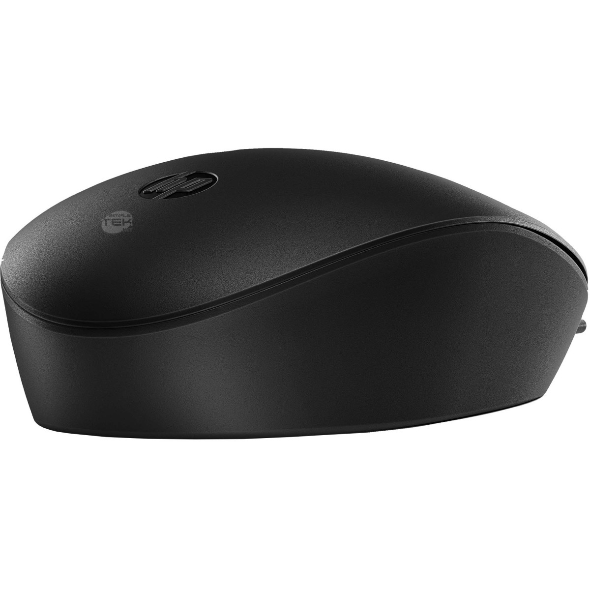Eine elegante schwarze HP-Computermaus auf weißem Hintergrund.