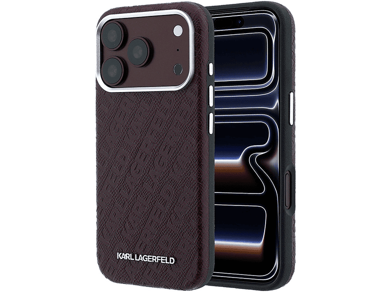 KARL LAGERFELD iPhone 18 Pro Uyumlu Orijinal Lisanslı PU Deri Damgalı Metal Yazı Logolu Grained Telefon Kılıfı Çok Renkli