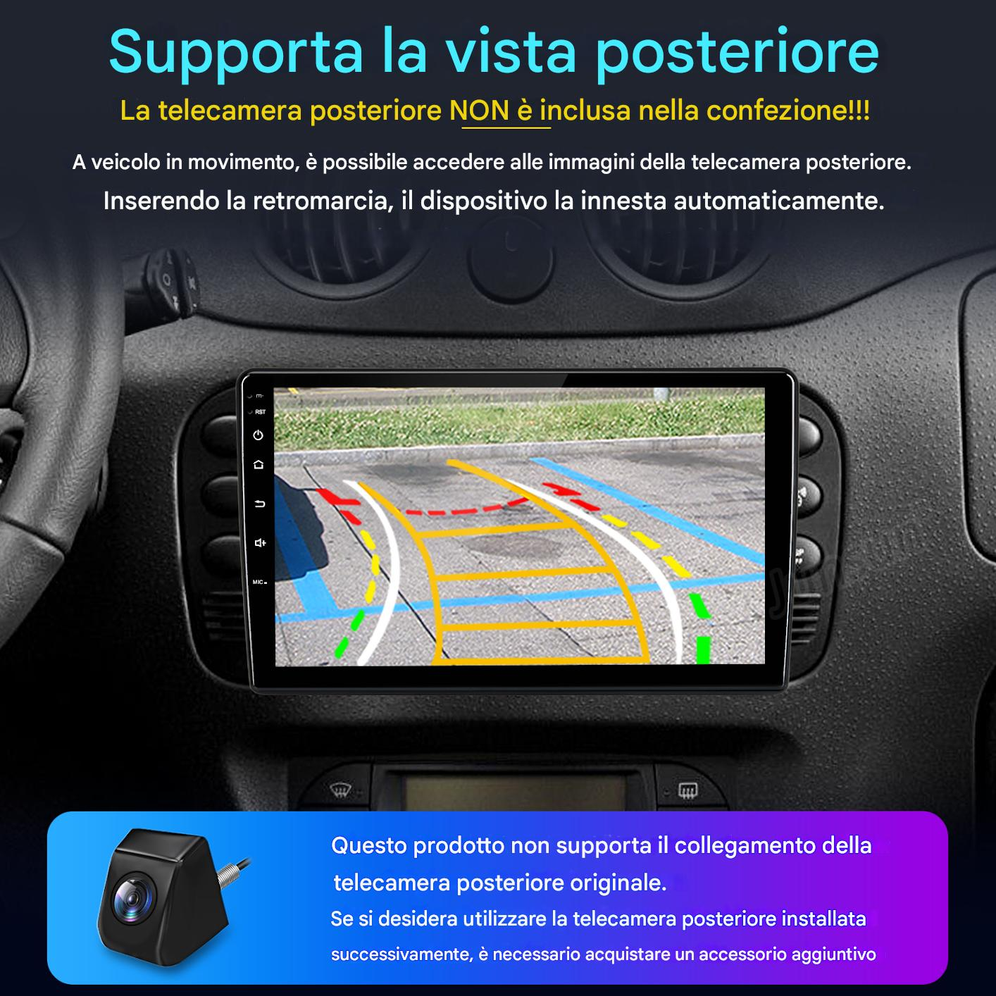 Un display per auto mostra le linee guida della telecamera posteriore.