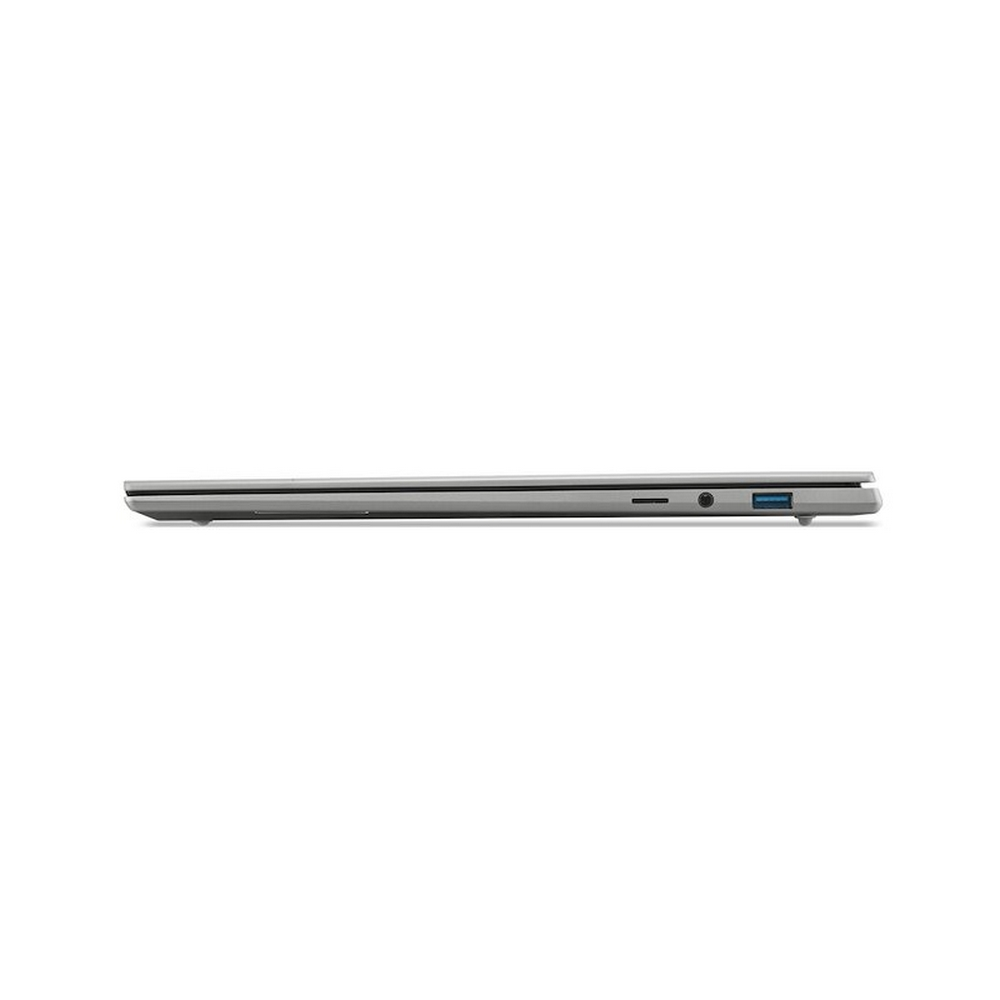 Vista laterale di un laptop argentato chiuso con porte, su sfondo bianco.