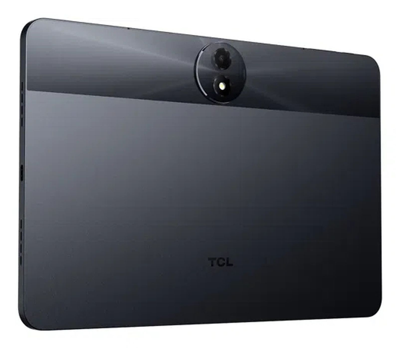 Dos d'une tablette TCL grise avec une caméra centrale et un flash LED.