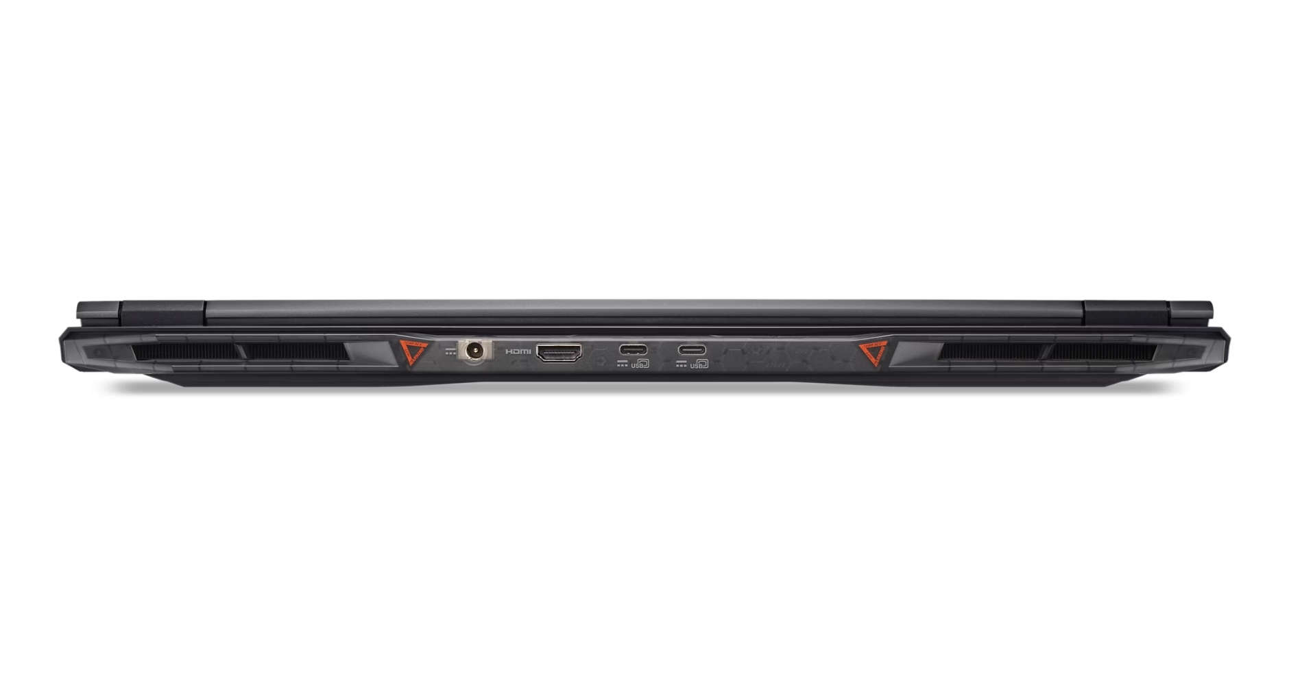 Porte posteriori di un computer portatile con alimentazione, HDMI e USB-C.