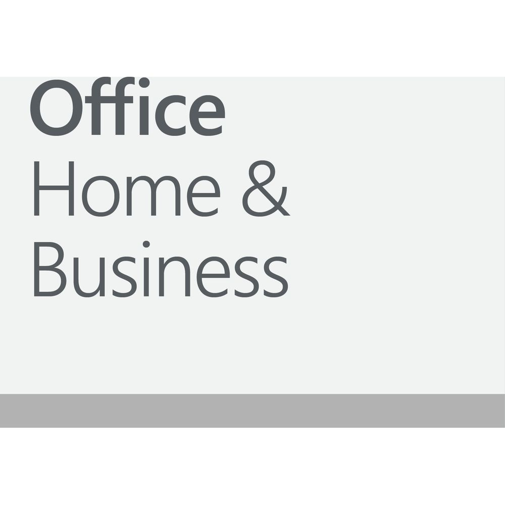 Testo grigio Office Home & Business su sfondo chiaro con barra grigia in basso.