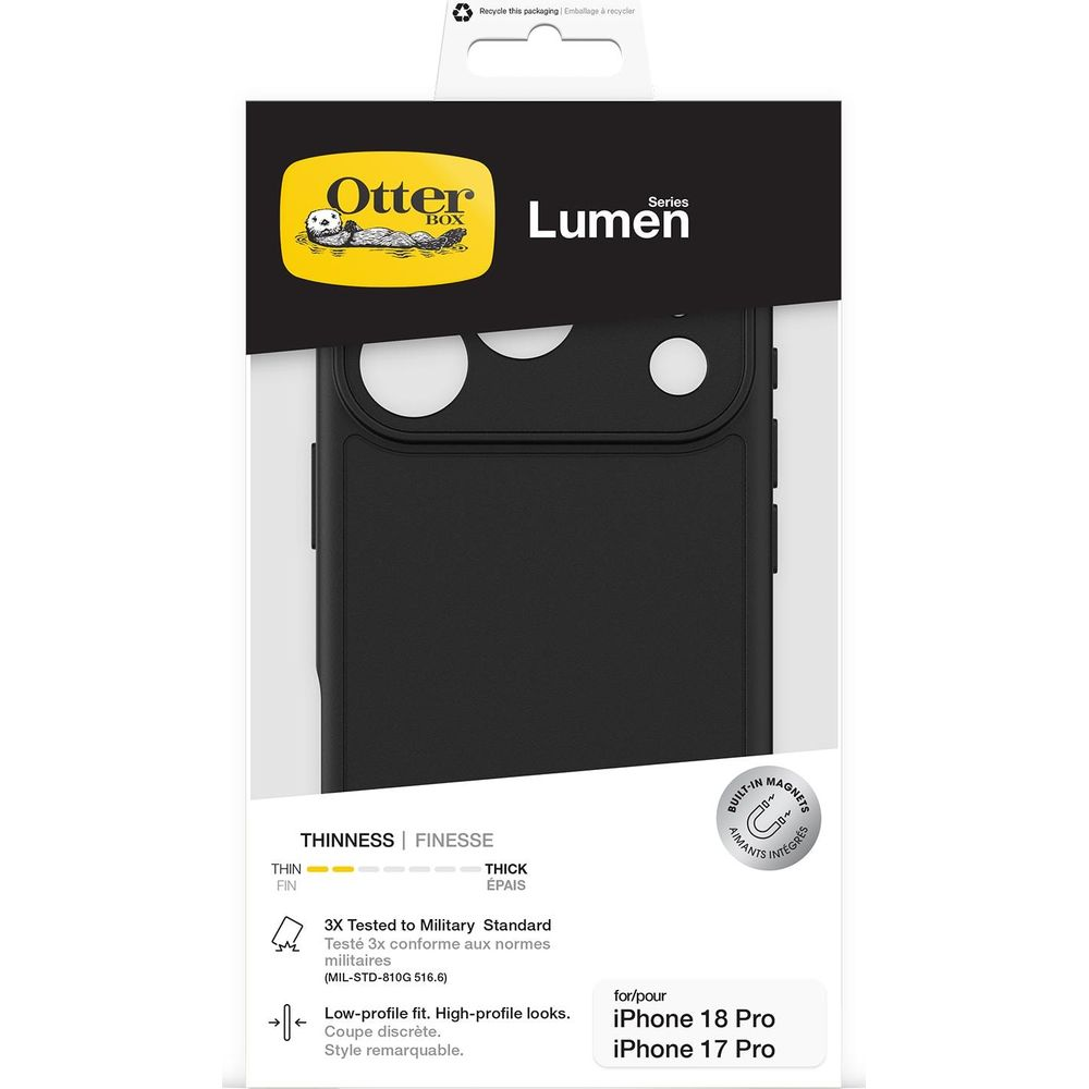 OtterBox Lumen Series protective case in packaging for iPhone 18 Pro and 17 Pro.