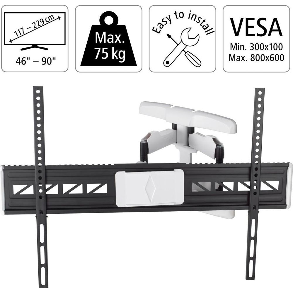 Staffa da parete per TV da 46 a 90 pollici, max 75 kg, VESA fino a 800x600.