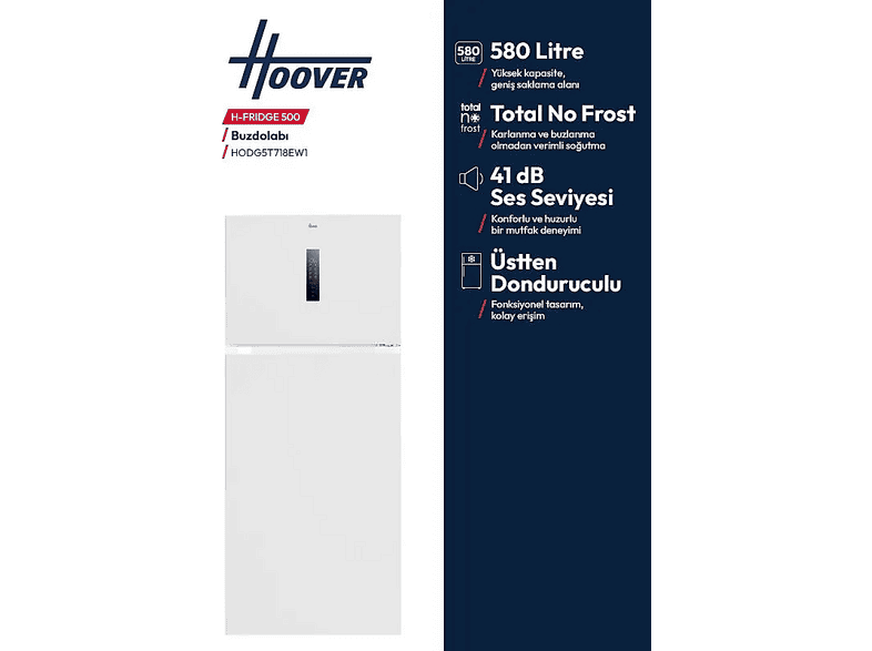 HOOVER HODG5T718EW1 No Frost E Enerji Sınıfı 580 l No Frost Üstten