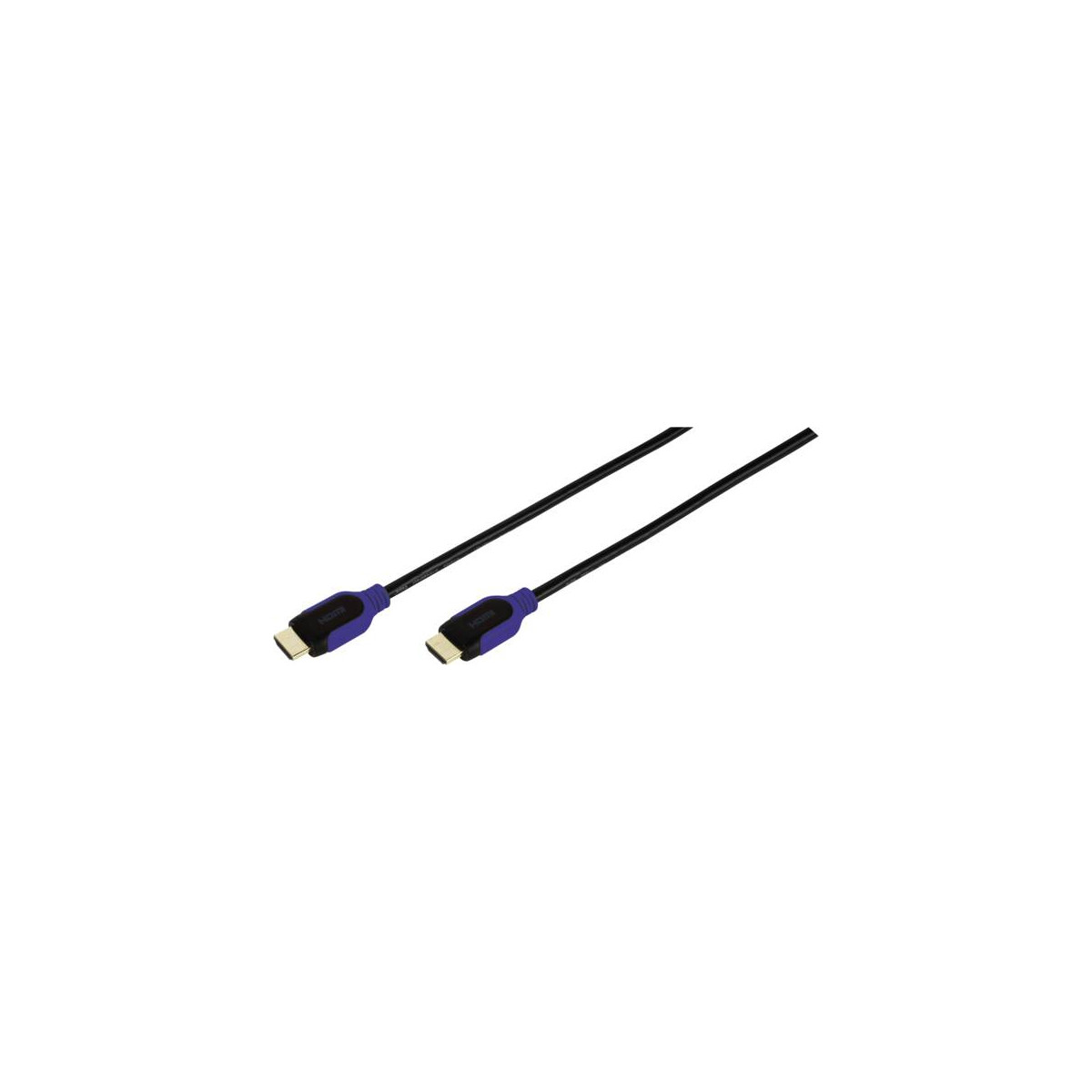 Dos cables HDMI negros con conectores azules sobre fondo blanco.