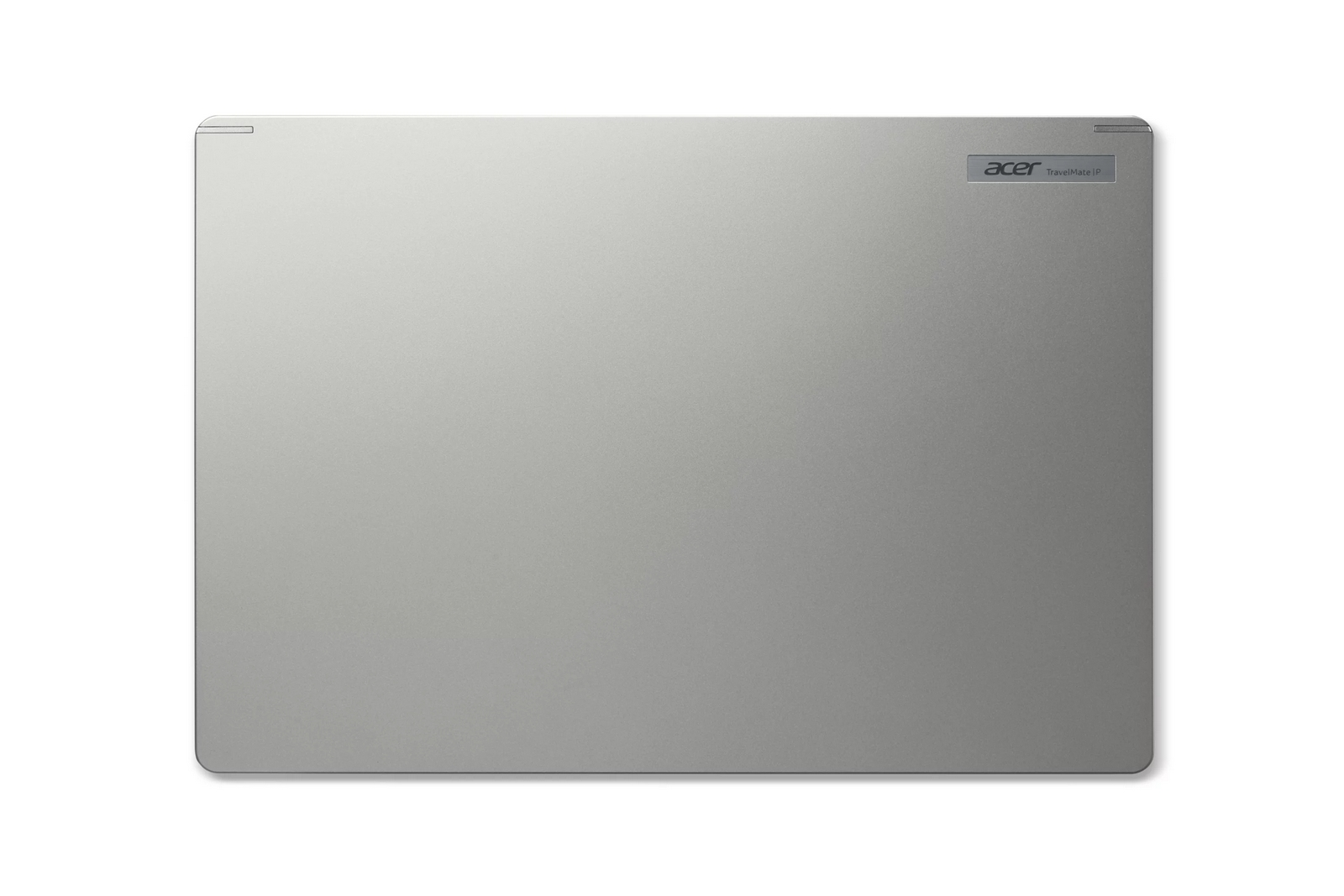 Laptop Acer TravelMate grigio chiuso su sfondo bianco.