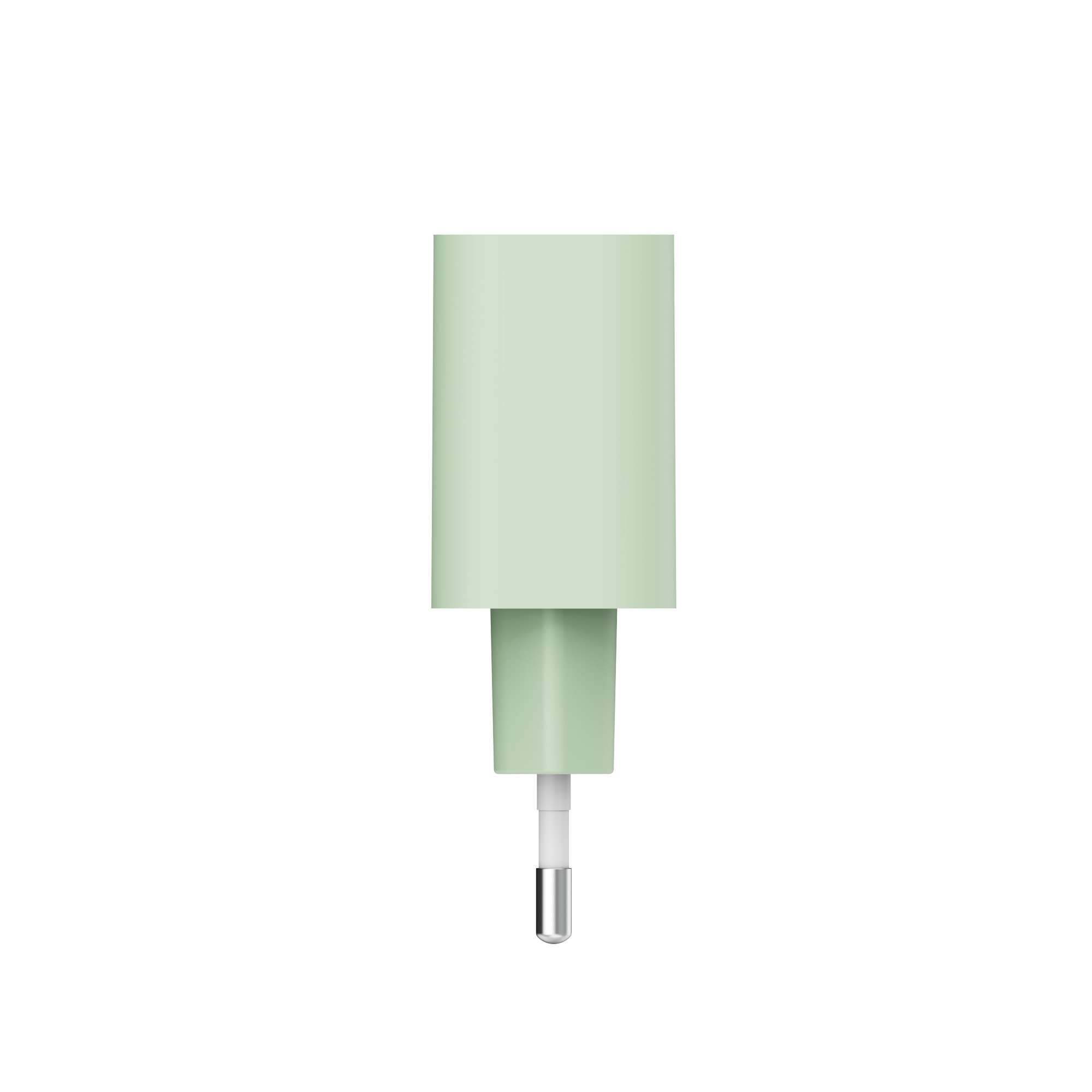 Ein blassgrünes elektronisches Gerät mit einem kleinen weißen und silbernen Stift.