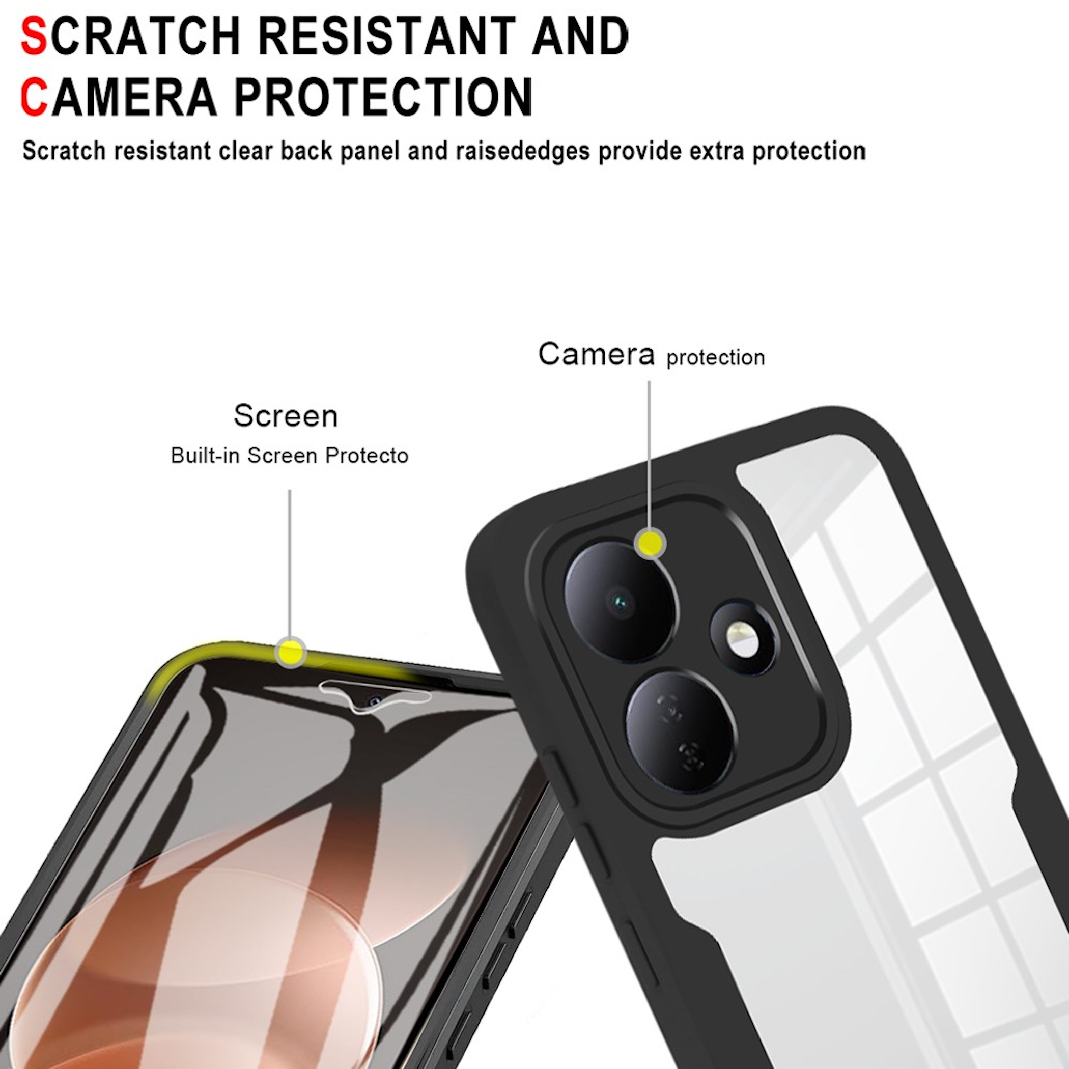 Smartphone-Hülle mit kratzfestem Backcover und Kameraschutz.