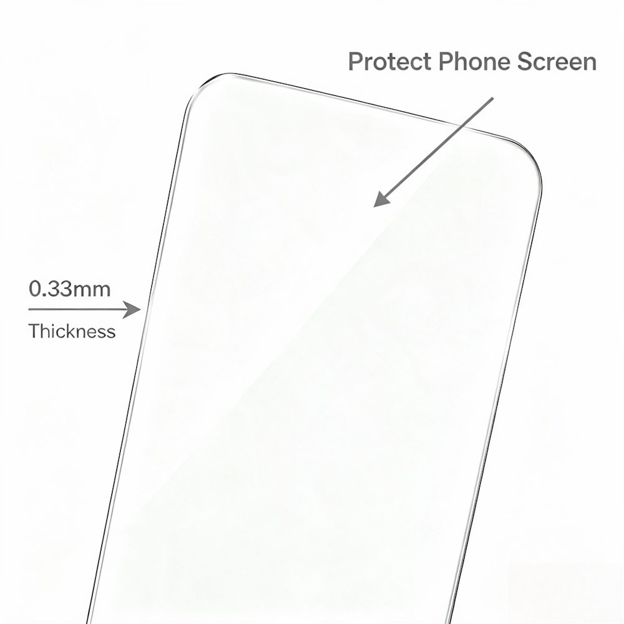 Klarer Displayschutz für Handys mit einer Dicke von 0,33 mm.