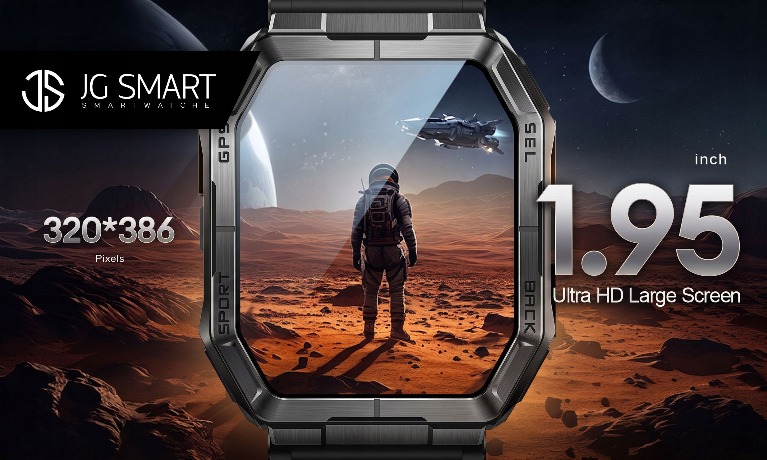 Smartwatch JG SMART MĘSKI WODOODPORNY ROZMOWY MENU PL GPS CIŚNIENIE 1000mAh Czarny