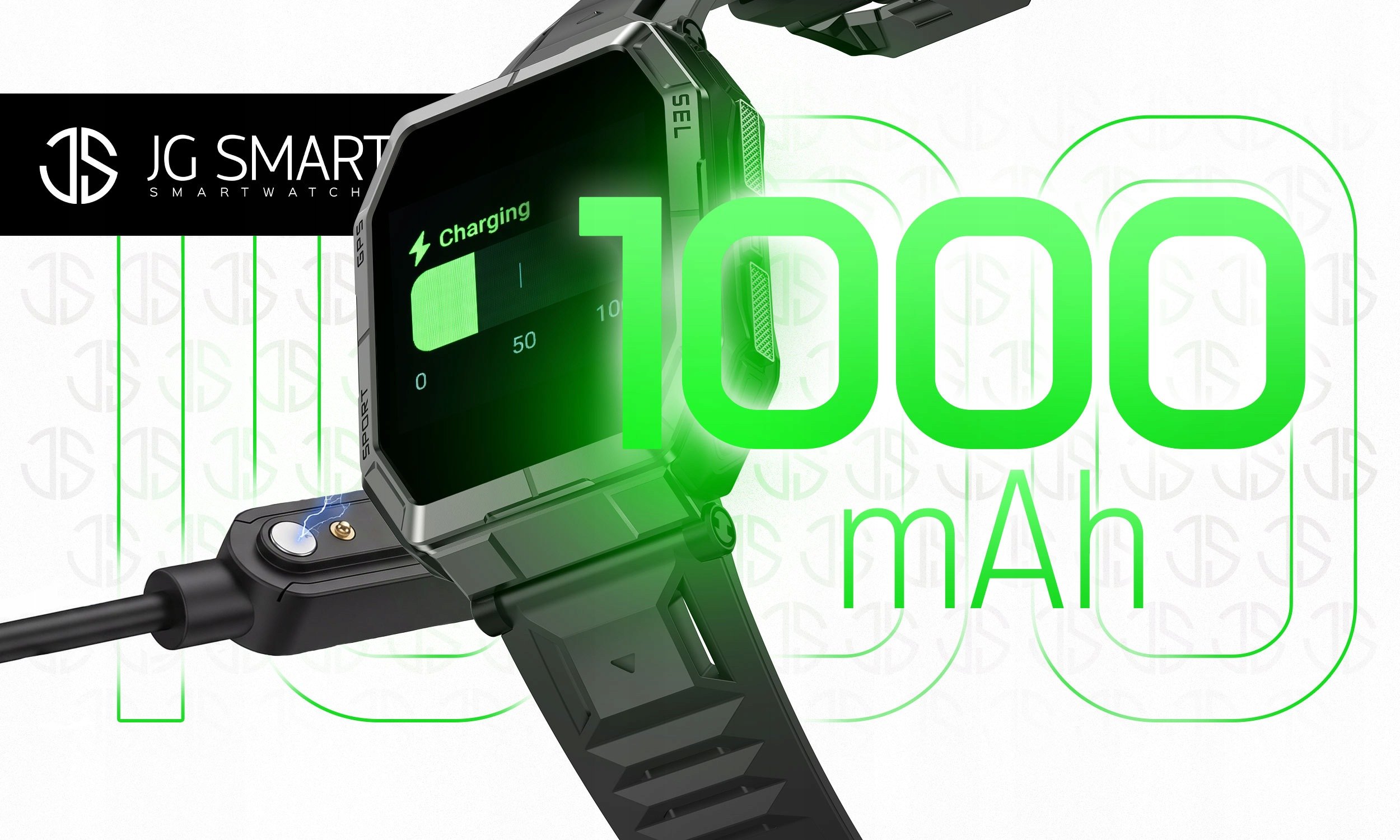 Smartwatch JG SMART MĘSKI WODOODPORNY ROZMOWY MENU PL GPS CIŚNIENIE 1000mAh Czarny