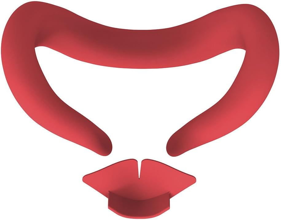Ein rotes, geschwungenes Objekt mit einer Lippenform unten auf weißem Hintergrund.