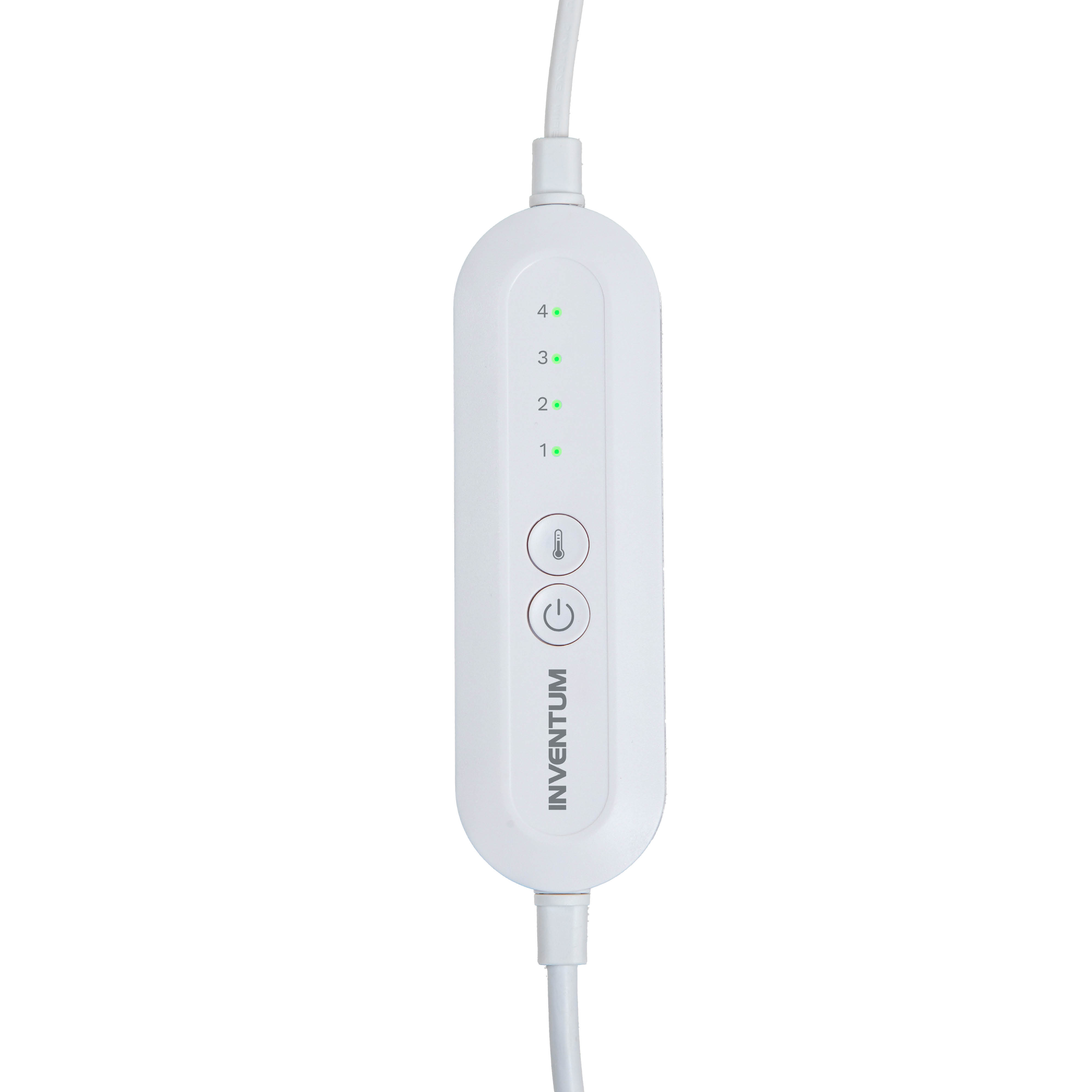 White Inventum heating controller with LEDs and buttons.