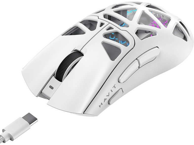 HAVIT Gamenote MS1042WB Tri-Mode 24000 DPI RGB Kablosuz Gaming Mouse Beyaz
