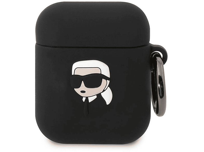 KARL LAGERFELD Airpods Uyumlu Orijinal Lisanslı Karl 3D Silikon Kapak Telefon Kılıfı Siyah