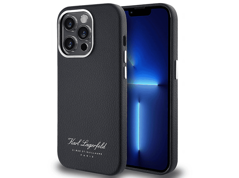 KARL LAGERFELD iPhone 14 Pro Max Uyumlu Orijinal Lisanslı KL Yazılı Hotel Kapak Telefon Kılıfı Siyah