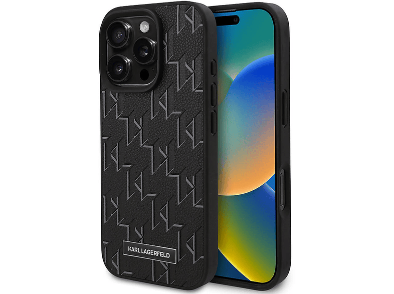 KARL LAGERFELD iPhone 16 Pro Uyumlu Orijinal Lisanslı M-Safe Şarj Özellikli KL Yazılı Hot Stamp Telefon Kılıfı Siyah