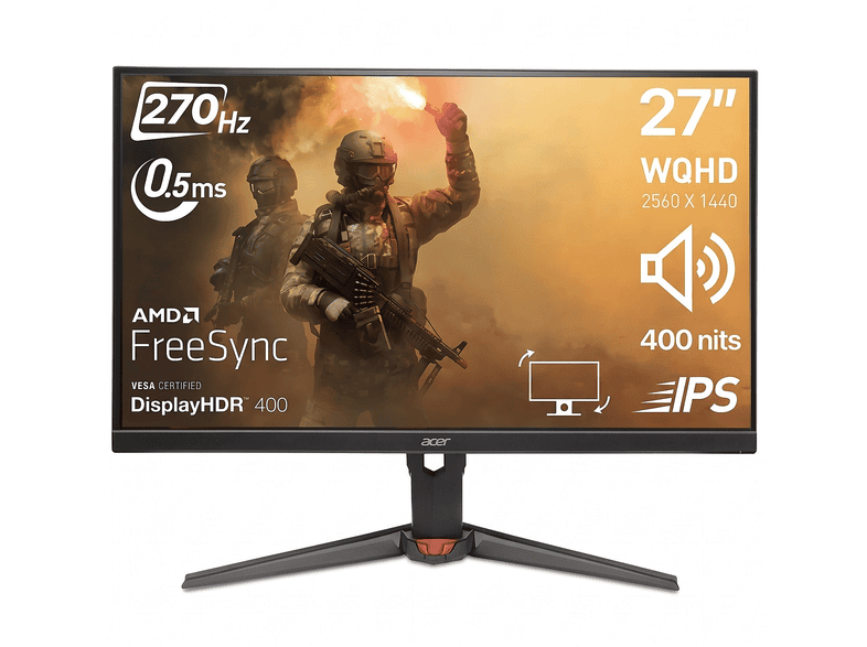 ACER Nitro XV272UZ2BMIIPRX 270 Hz FreeSync IPS 400Nit HDR400 Vesa Pivot 27 inç WQHD 0,5 ms Gaming Monitör Siyah