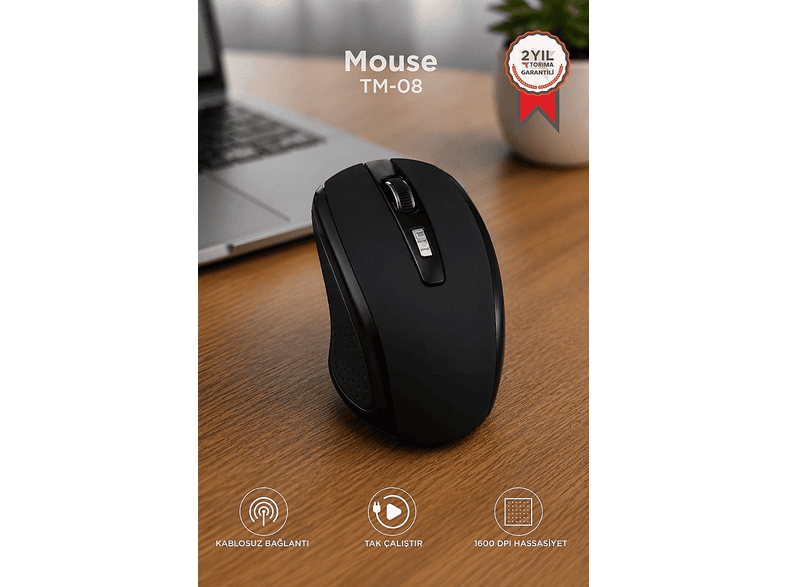 TORIMA Yan Tuşlu Optik TM08 Kablosuz Mouse Siyah Fiyat & Özellik
