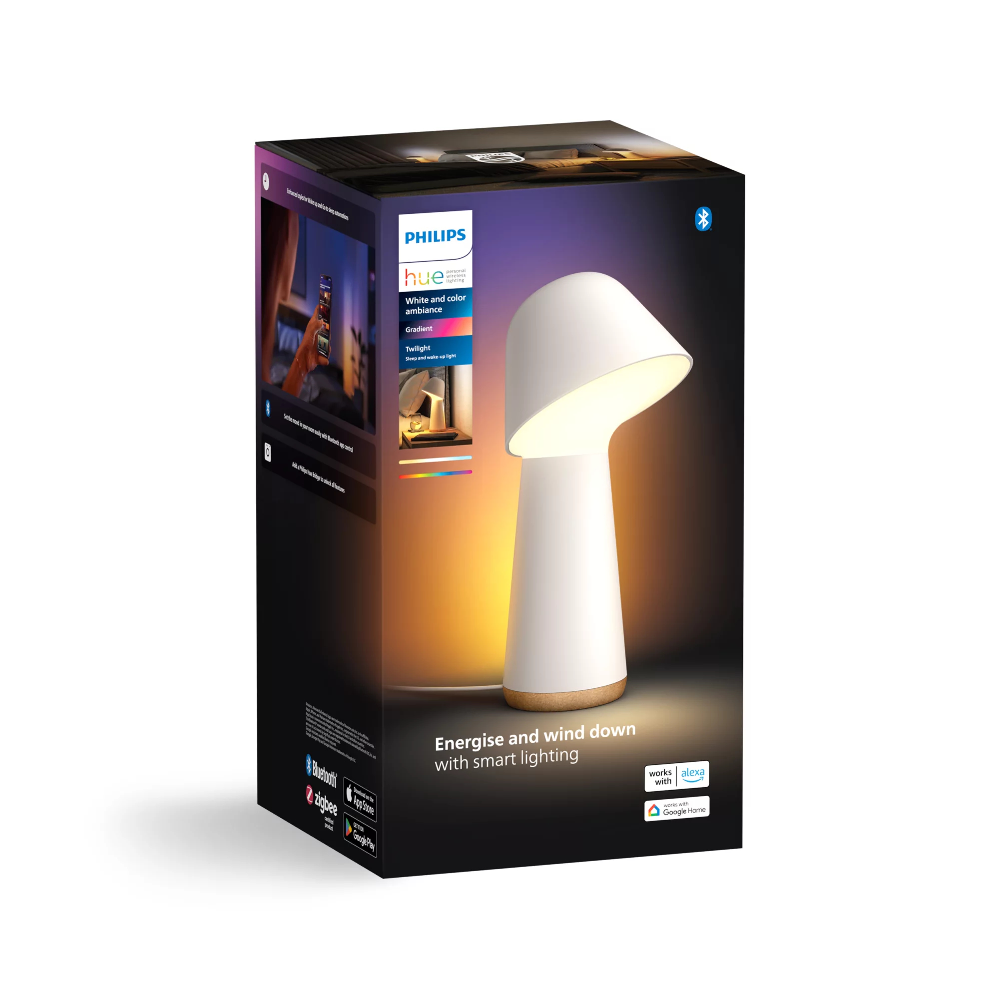 Scatola per lampada smart Philips Hue Twilight con lampada e app.