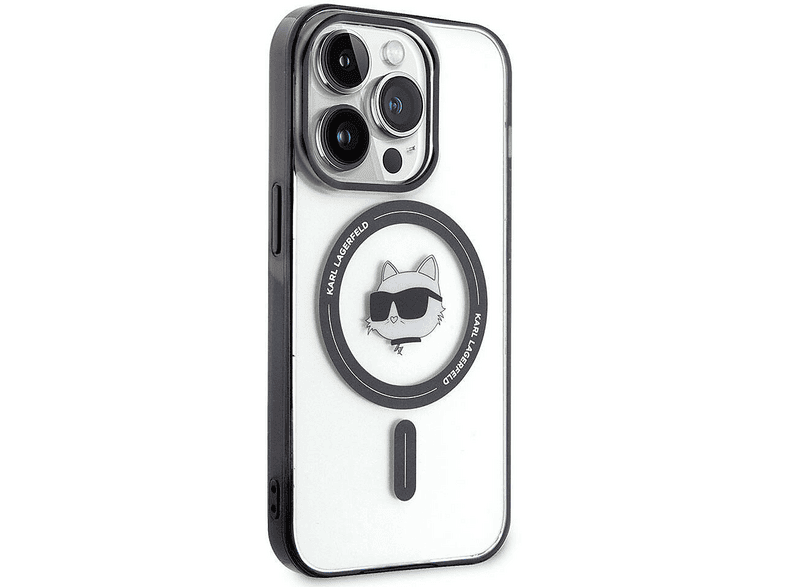 KARL LAGERFELD iPhone 15 Pro Max Uyumlu M-Safe Şarj Özellikli IML Choupette Orijinal Lisanslı Telefon Kılıfı Şeffaf