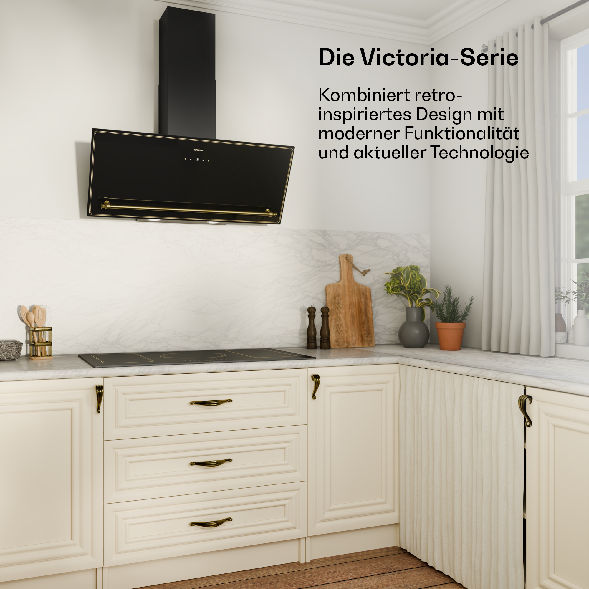 Placa de inducción - KLARSTEIN Victoria, 5 zonas, 59 cm, Negro