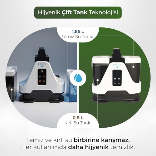 Hijyenik temizlik sağlayan ayrı temiz ve kirli su tankları.